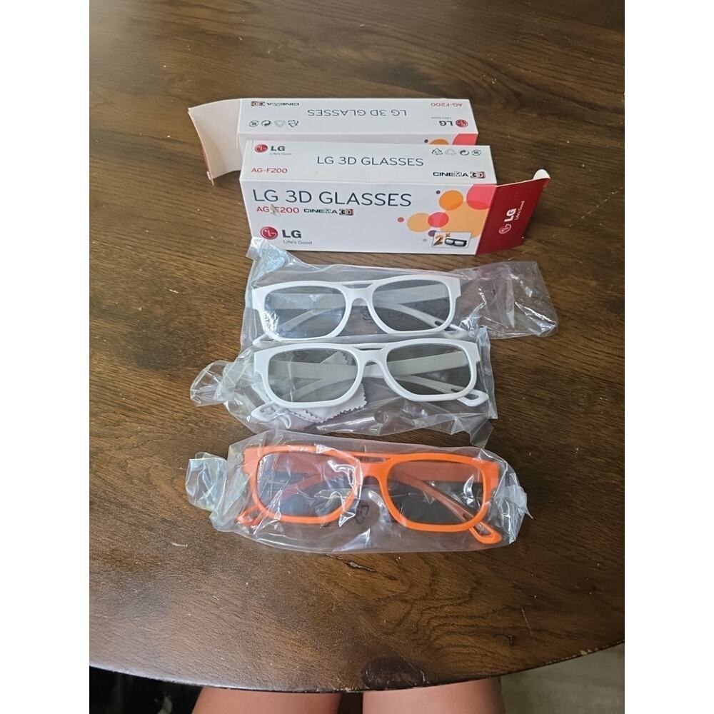 LG AG-F210 Cinema 3D Glasses‎ Black lot of 3 New White Orange